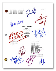 grey's anatomy hard day's night signed script